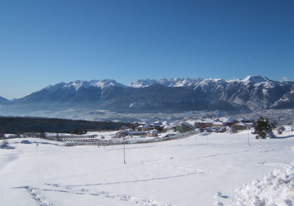 Panoramic view of Sfruz and the Brenta Dolomites